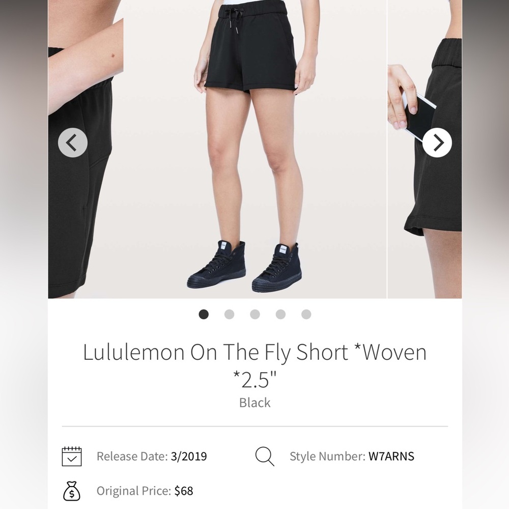 Lululemon Women’s Shorts Black On The Fly Shorts Elastic Waist size 4 - Picture 4 of 11